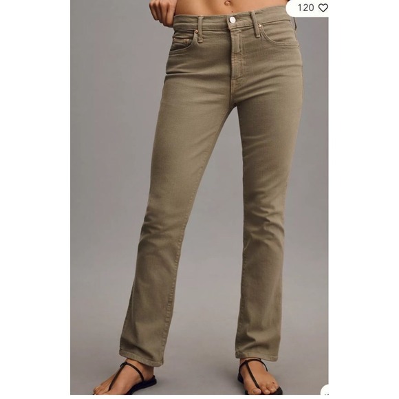 MOTHER The Insider Hover Jeans Khaki Green Bootcut Mid Rise Size 30 - Picture 2 of 10